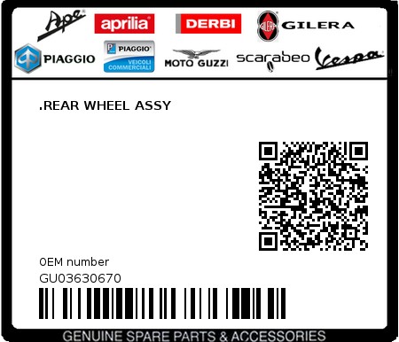 Product image: Moto Guzzi - GU03630670 - .REAR WHEEL ASSY  0