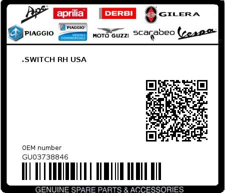 Product image: Moto Guzzi - GU03738846 - .SWITCH RH USA  0