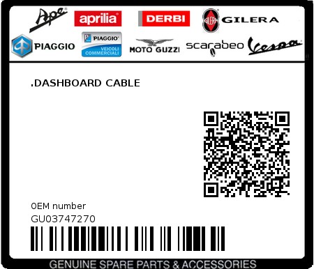 Product image: Moto Guzzi - GU03747270 - .DASHBOARD CABLE  0