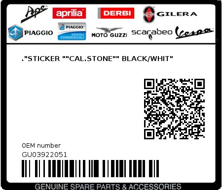 Product image: Moto Guzzi - GU03922051 - ."STICKER ""CAL.STONE"" BLACK/WHIT"  0