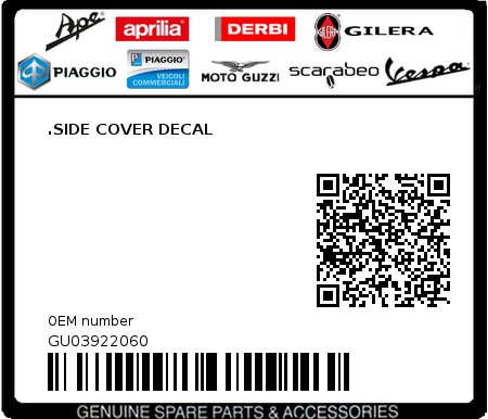 Product image: Moto Guzzi - GU03922060 - .SIDE COVER DECAL  0
