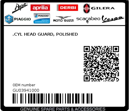 Product image: Moto Guzzi - GU03941000 - .CYL HEAD GUARD, POLISHED  0