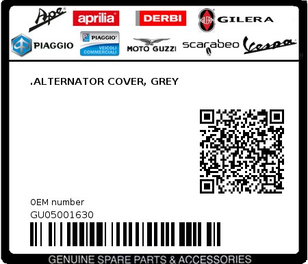 Product image: Moto Guzzi - GU05001630 - .ALTERNATOR COVER, GREY  0