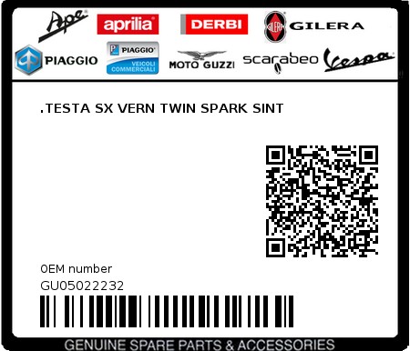 Product image: Moto Guzzi - GU05022232 - .TESTA SX VERN TWIN SPARK SINT  0