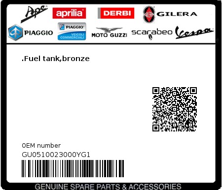 Product image: Moto Guzzi - GU0510023000YG1 - .Fuel tank,bronze  0