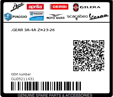 Product image: Moto Guzzi - GU05211431 - .GEAR 3A-4A Z=23-26  0