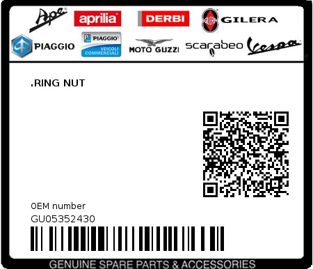 Product image: Moto Guzzi - GU05352430 - .RING NUT  0