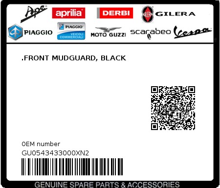 Product image: Moto Guzzi - GU0543433000XN2 - .FRONT MUDGUARD, BLACK  0