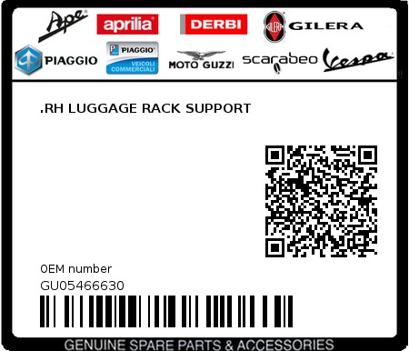 Product image: Moto Guzzi - GU05466630 - .RH LUGGAGE RACK SUPPORT  0