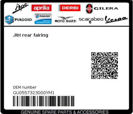 Product image: Moto Guzzi - GU0557323000YM1 - .RH rear fairing  0