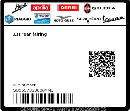 Product image: Moto Guzzi - GU0557333000YM1 - .LH rear fairing  0