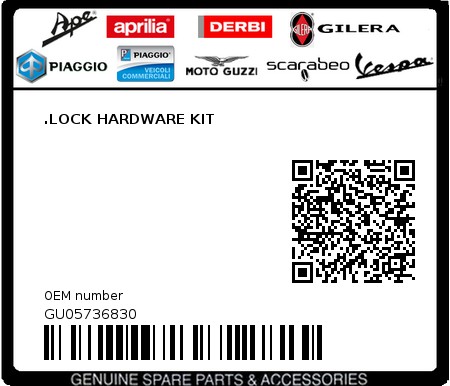 Product image: Moto Guzzi - GU05736830 - .LOCK HARDWARE KIT  0