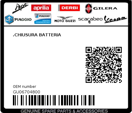 Product image: Moto Guzzi - GU06704800 - .CHIUSURA BATTERIA  0