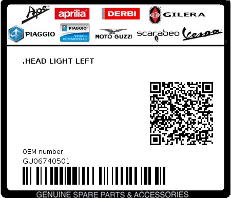 Product image: Moto Guzzi - GU06740501 - .HEAD LIGHT LEFT  0