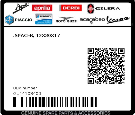 Product image: Moto Guzzi - GU14103400 - .SPACER, 12X30X17  0