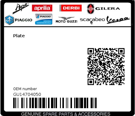 Product image: Moto Guzzi - GU14704050 - Plate  0