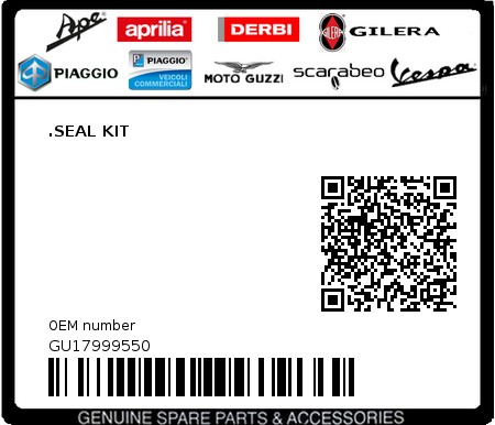 Product image: Moto Guzzi - GU17999550 - .SEAL KIT  0
