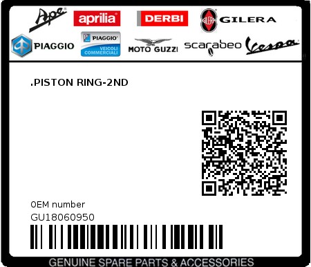 Product image: Moto Guzzi - GU18060950 - .PISTON RING-2ND  0