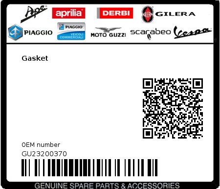 Product image: Moto Guzzi - GU23200370 - Gasket  0