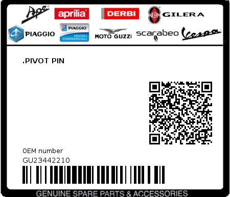 Product image: Moto Guzzi - GU23442210 - .PIVOT PIN  0