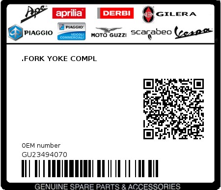 Product image: Moto Guzzi - GU23494070 - .FORK YOKE COMPL  0