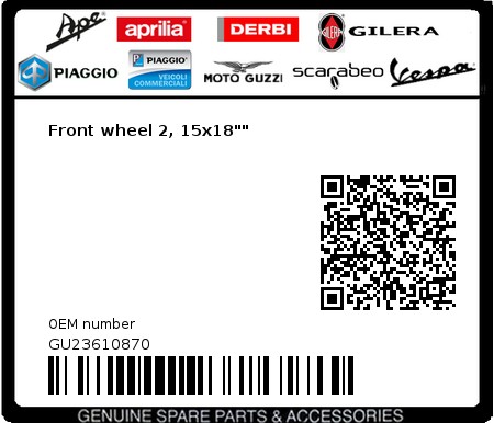 Product image: Moto Guzzi - GU23610870 - Front wheel 2, 15x18""  0