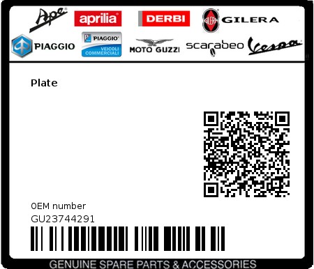 Product image: Moto Guzzi - GU23744291 - Plate  0
