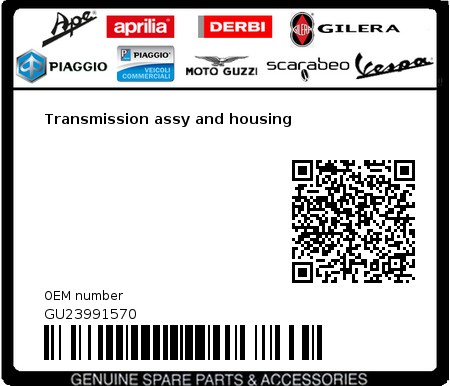 Product image: Moto Guzzi - GU23991570 - Transmission assy and housing  0
