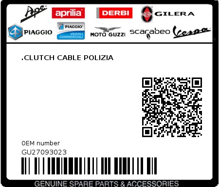 Product image: Moto Guzzi - GU27093023 - .CLUTCH CABLE POLIZIA  0