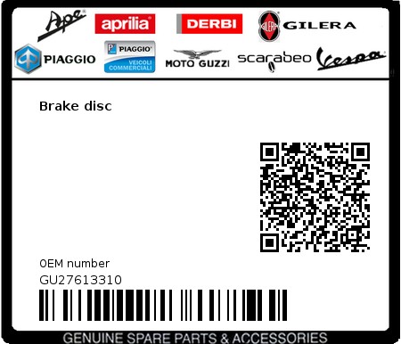 Product image: Moto Guzzi - GU27613310 - Brake disc  0