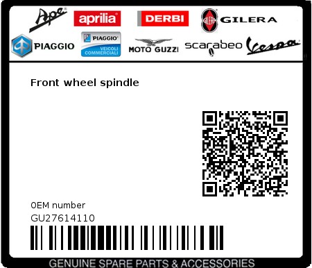 Product image: Moto Guzzi - GU27614110 - Front wheel spindle  0