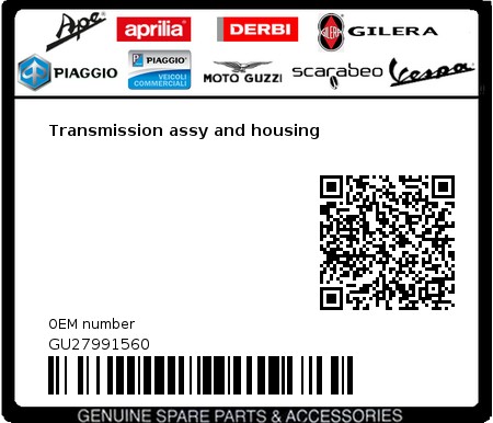 Product image: Moto Guzzi - GU27991560 - Transmission assy and housing  0
