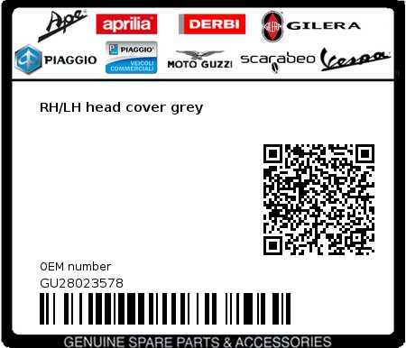 Product image: Moto Guzzi - GU28023578 - RH/LH head cover grey  0