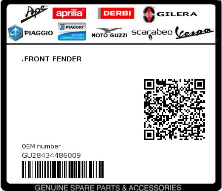 Product image: Moto Guzzi - GU28434486009 - .FRONT FENDER  0