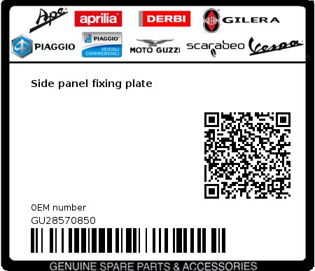 Product image: Moto Guzzi - GU28570850 - Side panel fixing plate  0