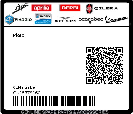 Product image: Moto Guzzi - GU28579160 - Plate  0