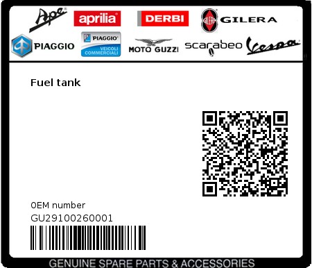 Product image: Moto Guzzi - GU29100260001 - Fuel tank  0