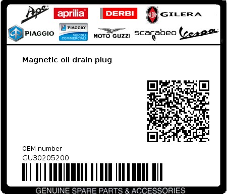 Product image: Moto Guzzi - GU30205200 - Magnetic oil drain plug  0