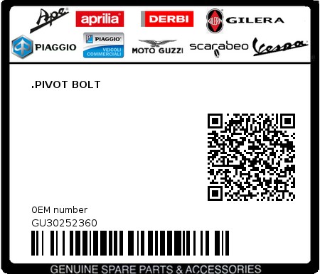 Product image: Moto Guzzi - GU30252360 - .PIVOT BOLT  0