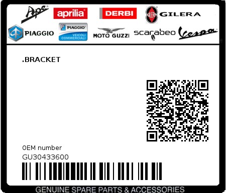 Product image: Moto Guzzi - GU30433600 - .BRACKET  0