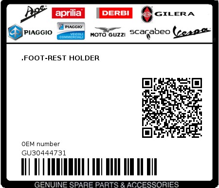 Product image: Moto Guzzi - GU30444731 - .FOOT-REST HOLDER  0