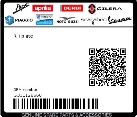 Product image: Moto Guzzi - GU31128660 - RH plate  0