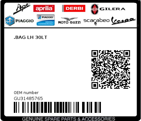 Product image: Moto Guzzi - GU31485765 - .BAG LH 30LT  0