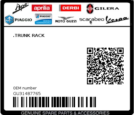 Product image: Moto Guzzi - GU31487765 - .TRUNK RACK  0