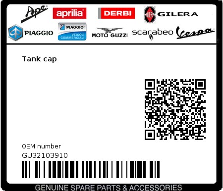 Product image: Moto Guzzi - GU32103910 - Tank cap  0