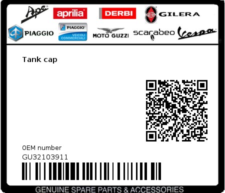 Product image: Moto Guzzi - GU32103911 - Tank cap  0