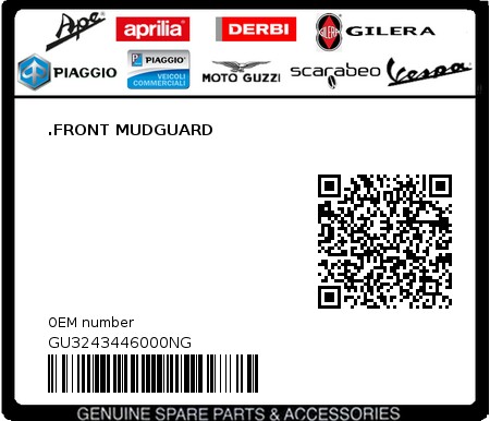 Product image: Moto Guzzi - GU3243446000NG - .FRONT MUDGUARD  0