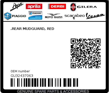 Product image: Moto Guzzi - GU32437063 - .REAR MUDGUARD, RED  0