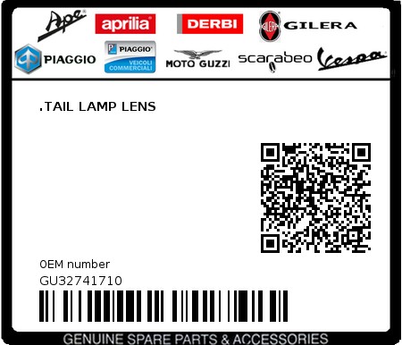 Product image: Moto Guzzi - GU32741710 - .TAIL LAMP LENS  0