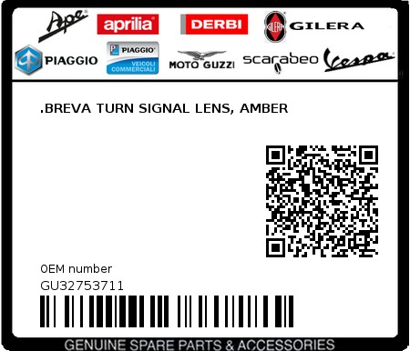 Product image: Moto Guzzi - GU32753711 - .BREVA TURN SIGNAL LENS, AMBER  0